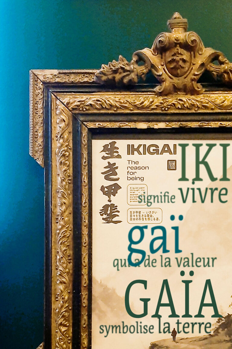 Cadre décoratif de l'espace massage et origine du nom ikigaia à larressingle dans le gers